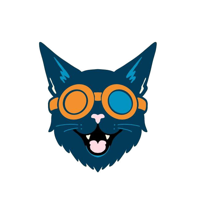 Mascota de El Gato Volador con gafas de aviador